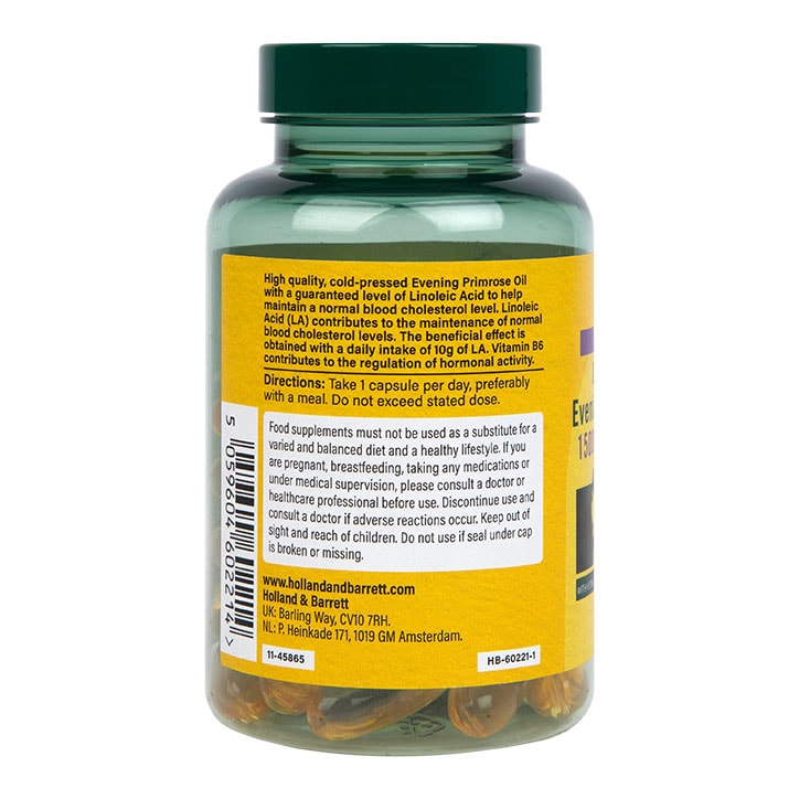 Holland & Barrett High Strength Cold Pressed Evening Primrose Oil 1500mg 60 Capsules